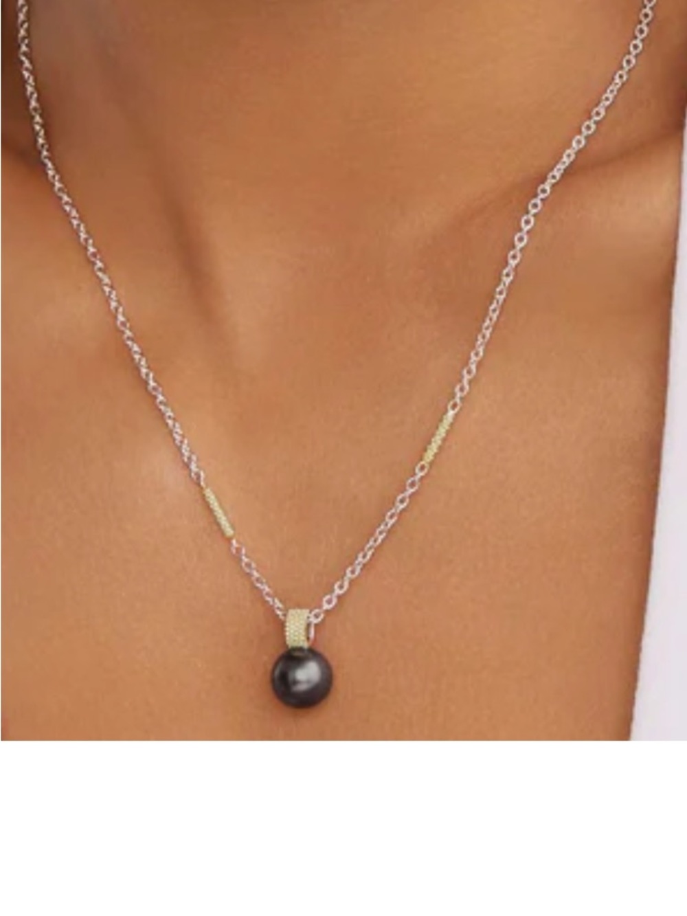 LAGOS NWT Tahitian black pearl necklace sterling silver & 18K gold